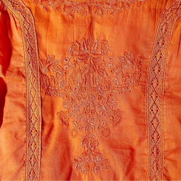 Free People Victorian Waisted Lace Inset and Embroidered Mini Dress Sz S/M - Picture 8 of 10